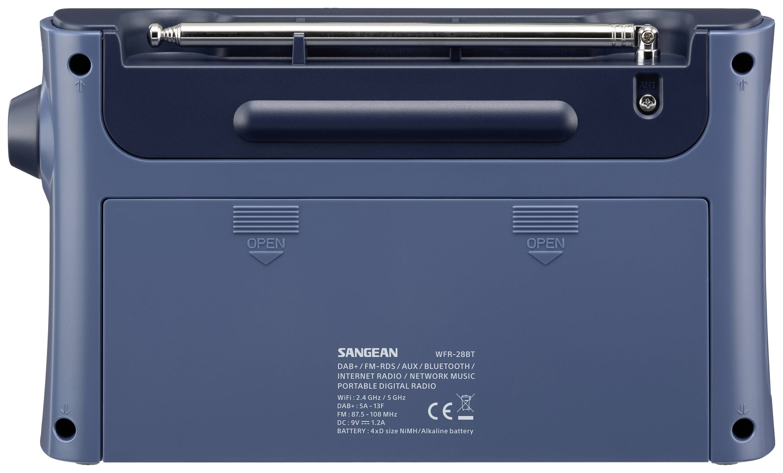 Sangean WFR-28BT Internet Tischradio DAB+, FM WLAN, Bluetooth®, AUX Akku-Ladefunktion, Spotify Dunkelblau