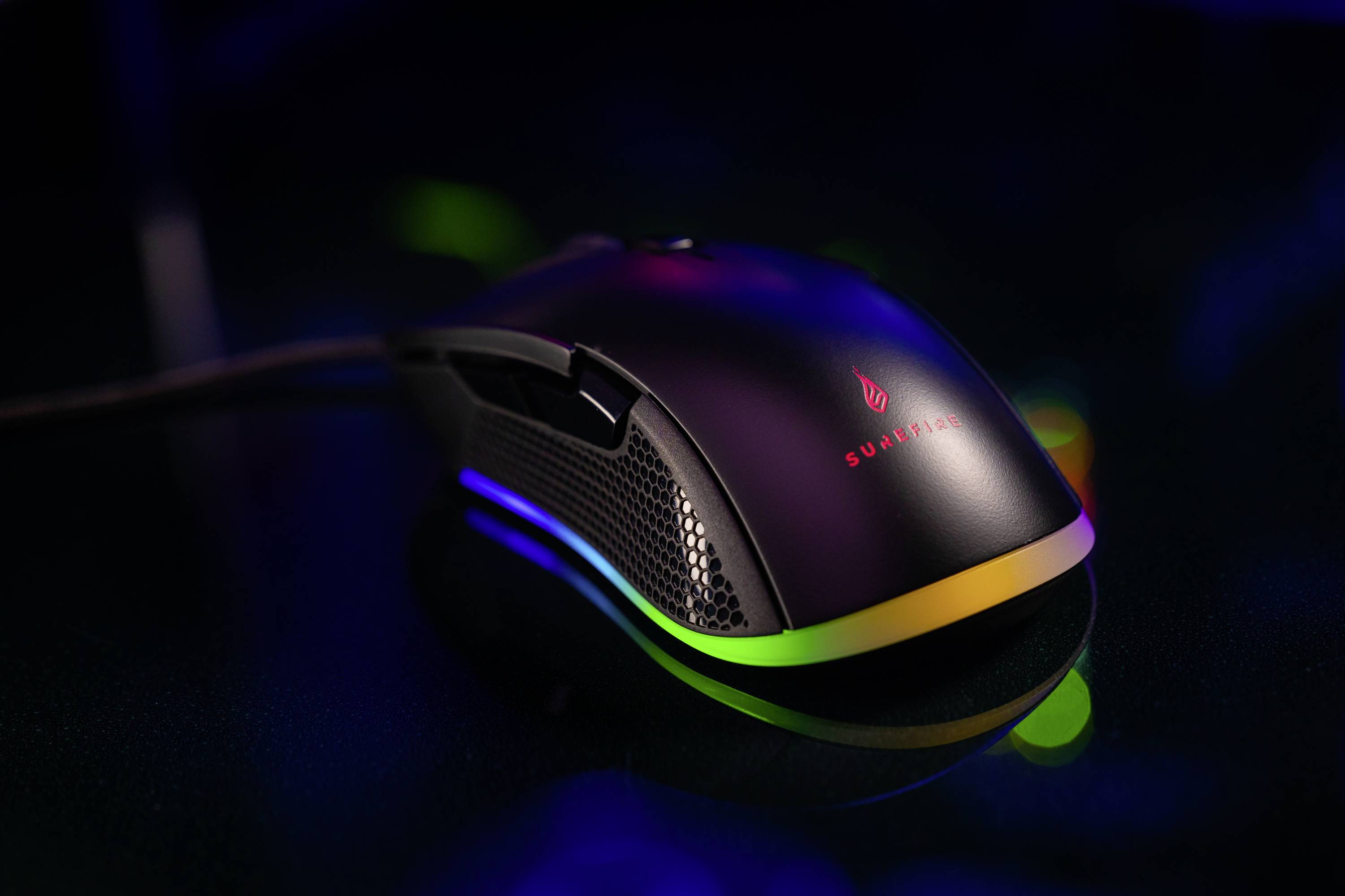 Surefire Gaming Buzzard Claw Gaming-Maus Kabelgebunden, USB Optisch Schwarz 6 Tasten 800 dpi, 1600 dpi, 2400 dpi, 3200 dpi, 4800 dpi, 7200 dpi Bele