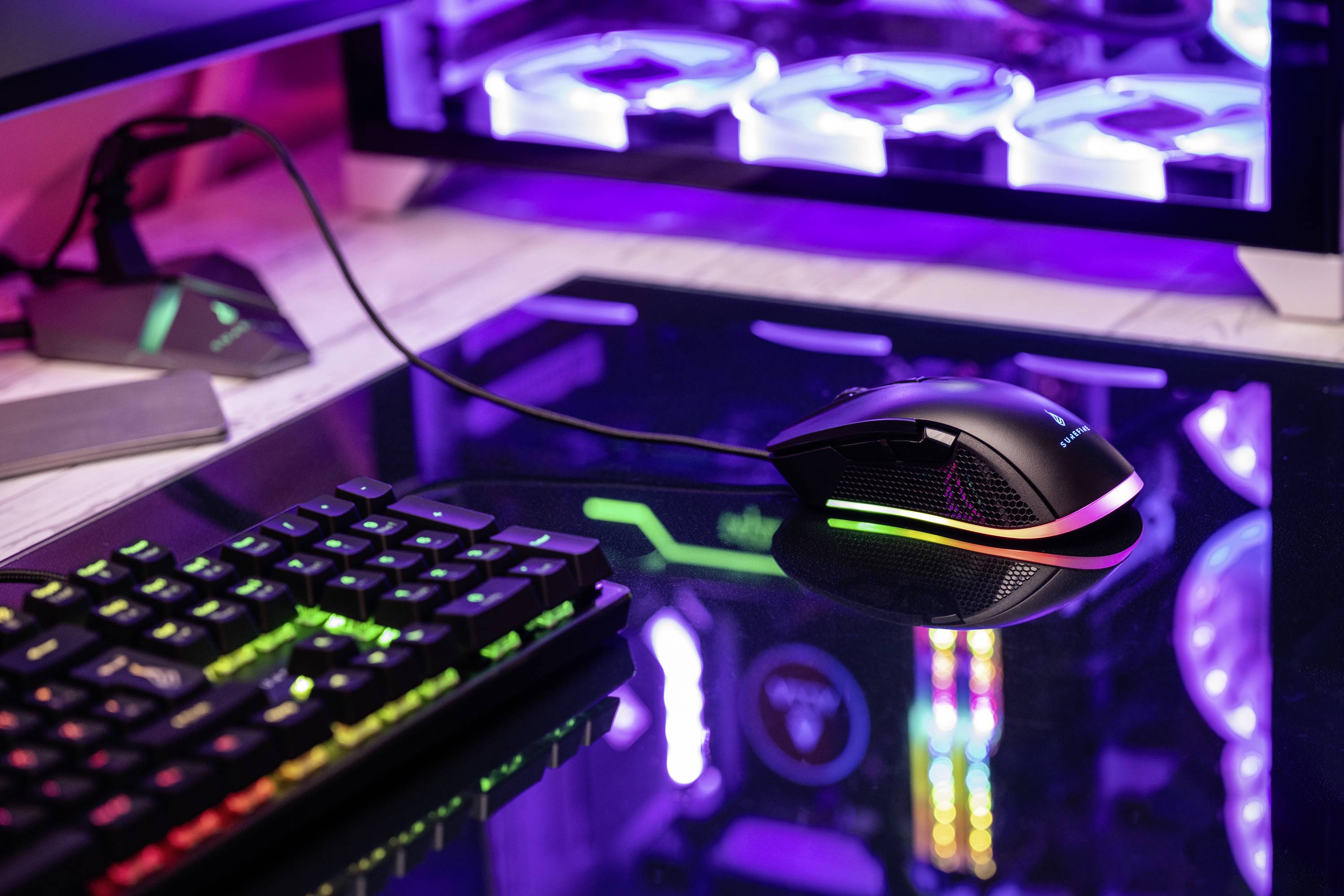 Surefire Gaming Buzzard Claw Gaming-Maus Kabelgebunden, USB Optisch Schwarz 6 Tasten 800 dpi, 1600 dpi, 2400 dpi, 3200 dpi, 4800 dpi, 7200 dpi Bele