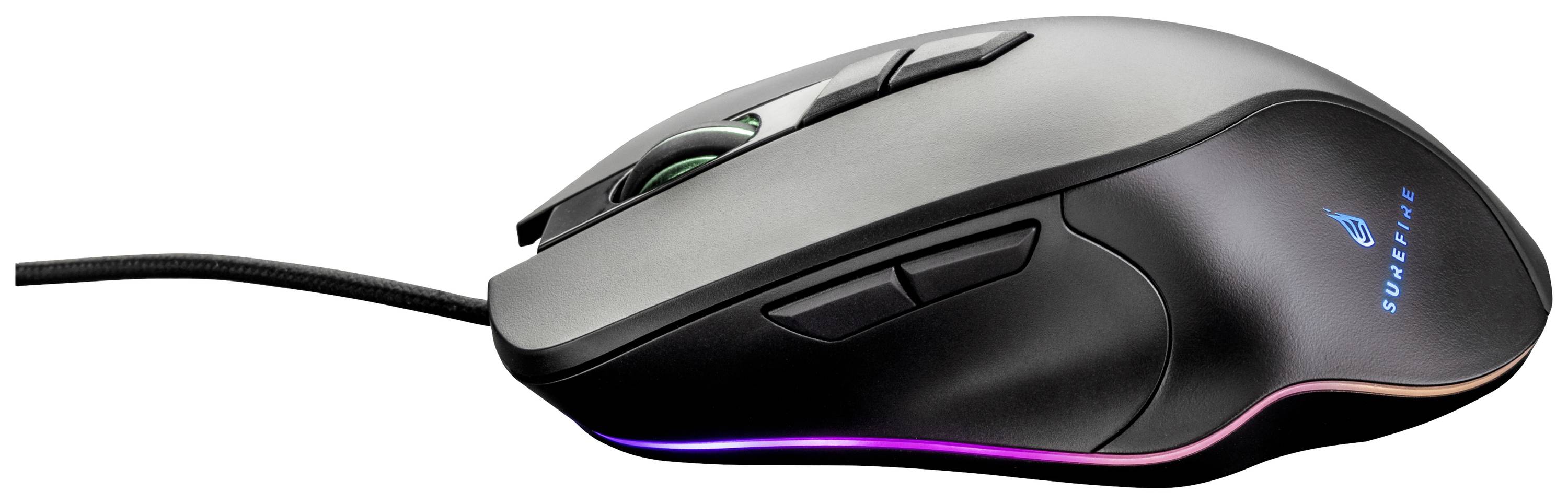 Surefire Gaming Martial Claw Gaming-Maus USB Optisch Schwarz 7 Tasten 800 dpi, 1600 dpi, 2400 dpi, 3200 dpi, 4800 dpi, 7200 dpi Beleuchtet