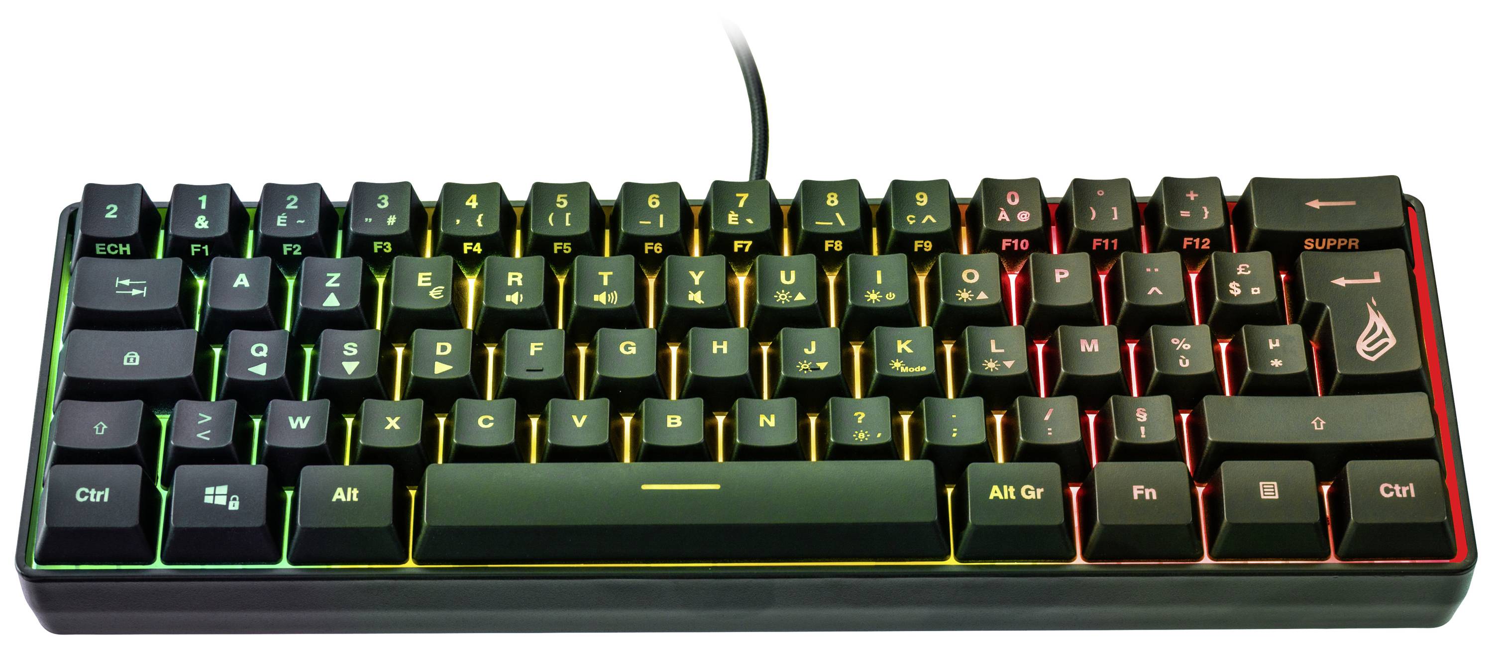 Surefire Gaming KingPin X1 Kabelgebunden, USB Gaming-Tastatur Französisch, AZERTY Schwarz Beleuchtet, Multimediatasten