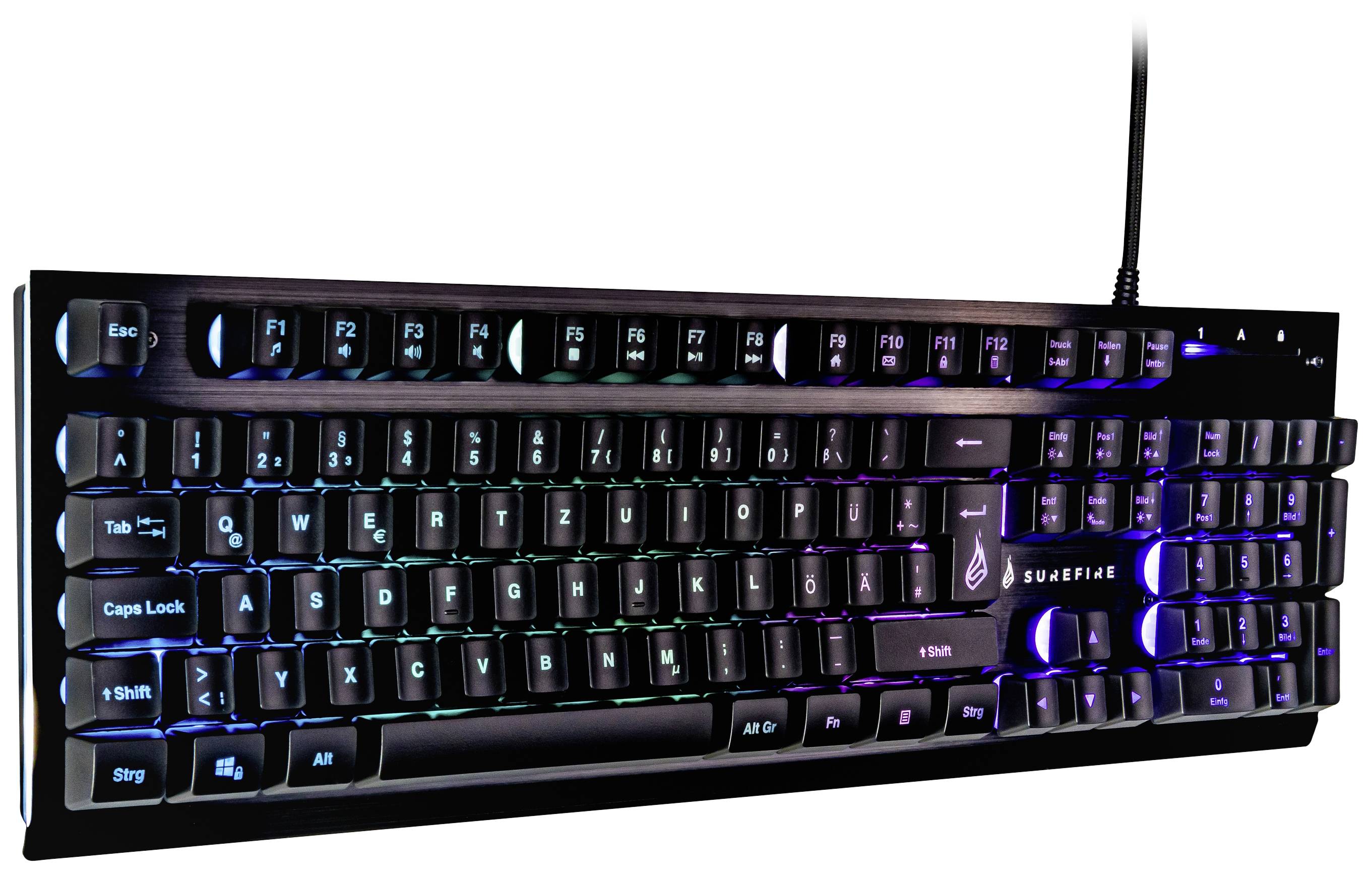 Surefire Gaming KingPin X2 Kabelgebunden, USB Gaming-Tastatur Deutsch, QWERTZ Schwarz Beleuchtet, Multimediatasten