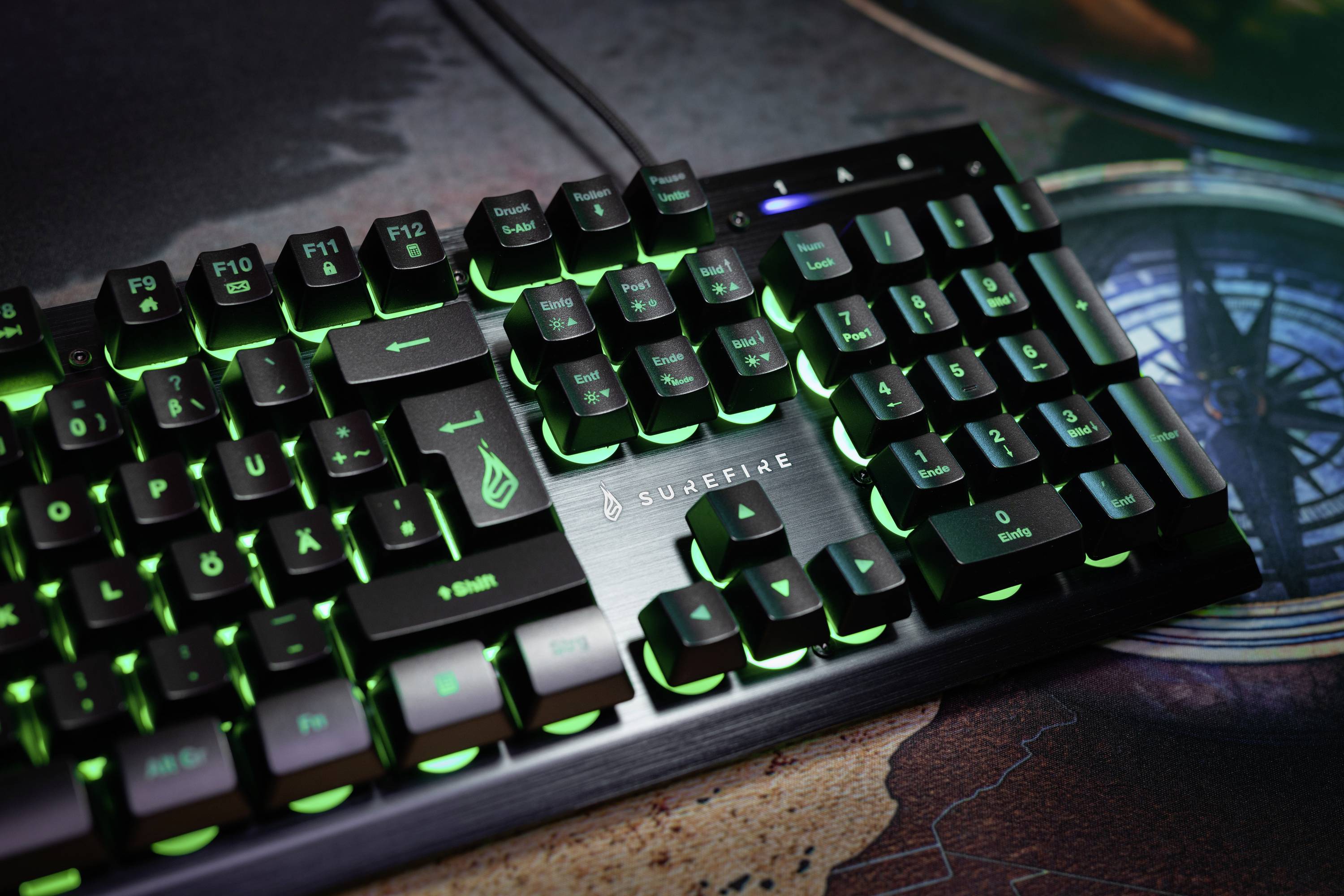 Surefire Gaming KingPin X2 Kabelgebunden, USB Gaming-Tastatur Nordisch, QWERTY Schwarz Beleuchtet, Multimediatasten
