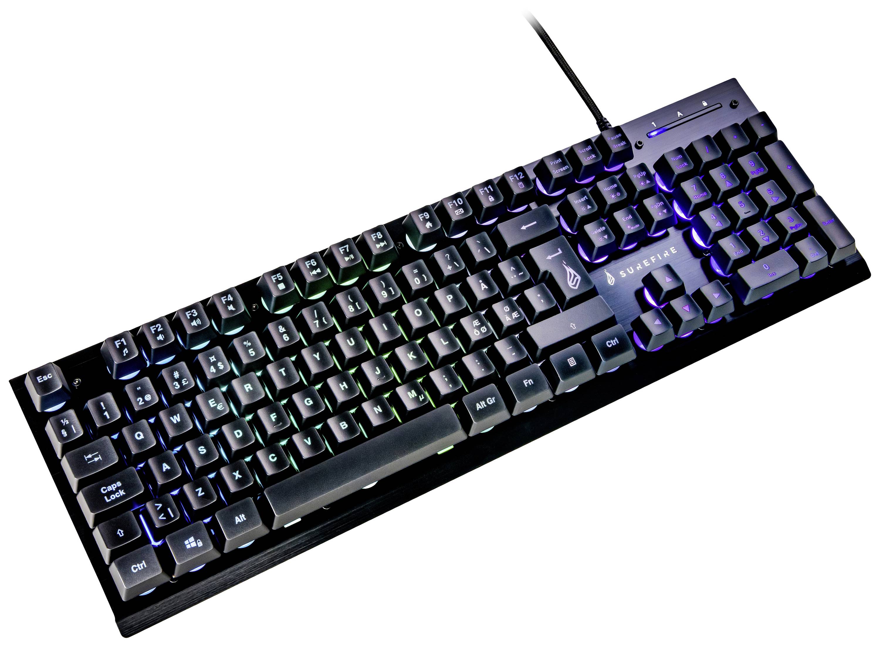 Surefire Gaming KingPin X2 Kabelgebunden, USB Gaming-Tastatur Nordisch, QWERTY Schwarz Beleuchtet, Multimediatasten