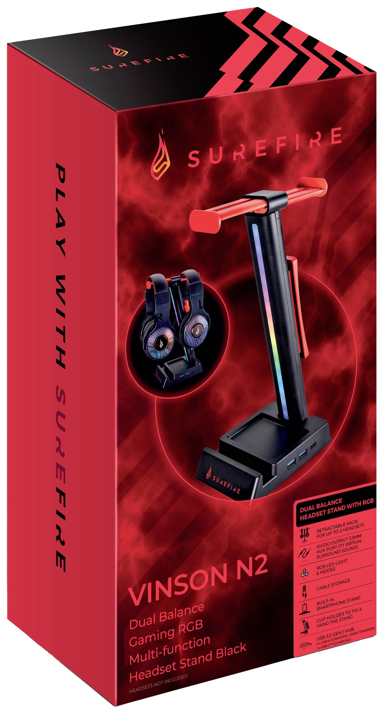 Surefire Gaming Vinson N2 Kopfhörerständer Passend für (Kopfhörer):Over-Ear-Kopfhörer Schwarz