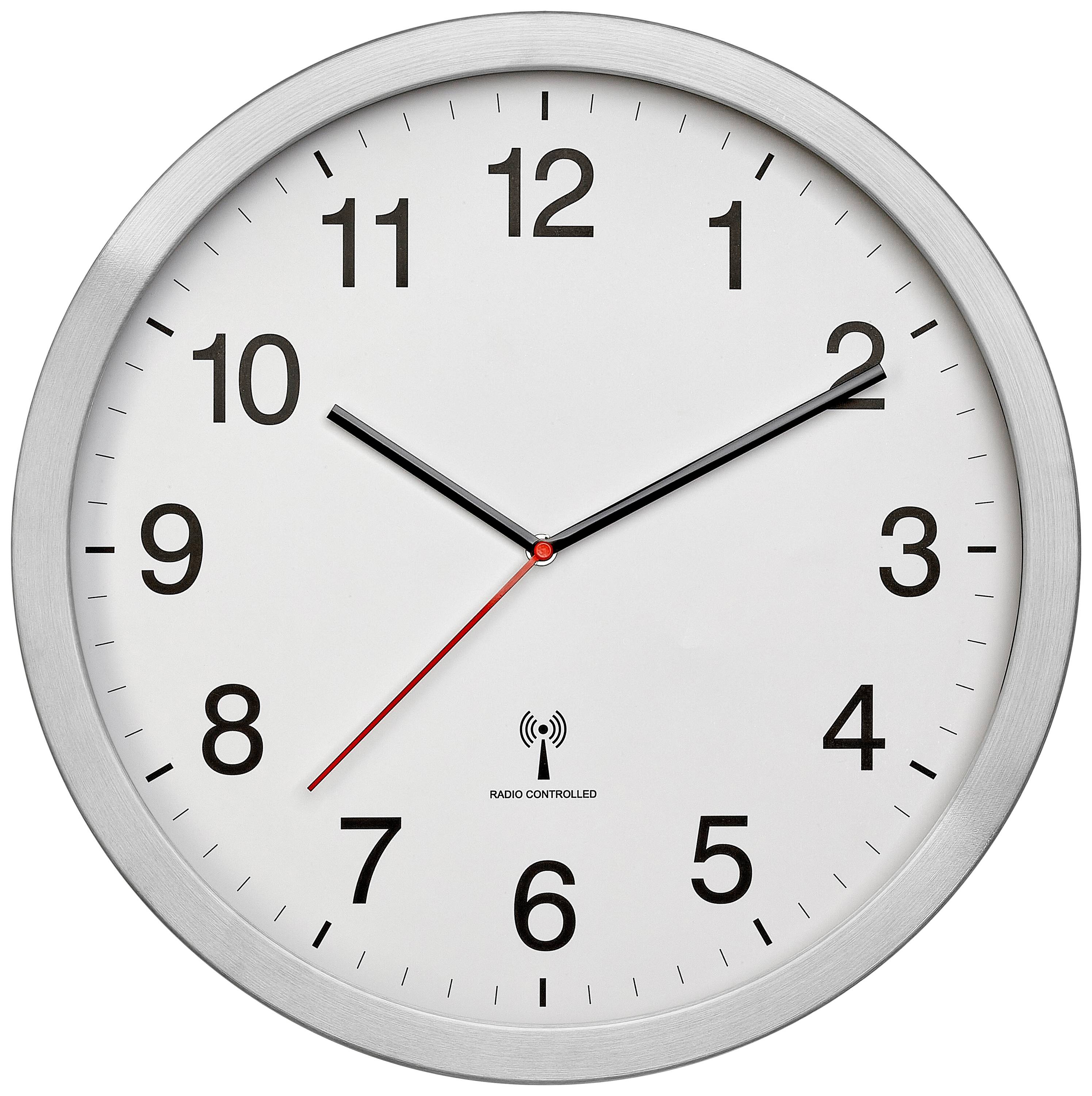 TFA Dostmann 60.3545.02 Funk Wanduhr 400mm x 50mm x 400mm Silber Großes Display