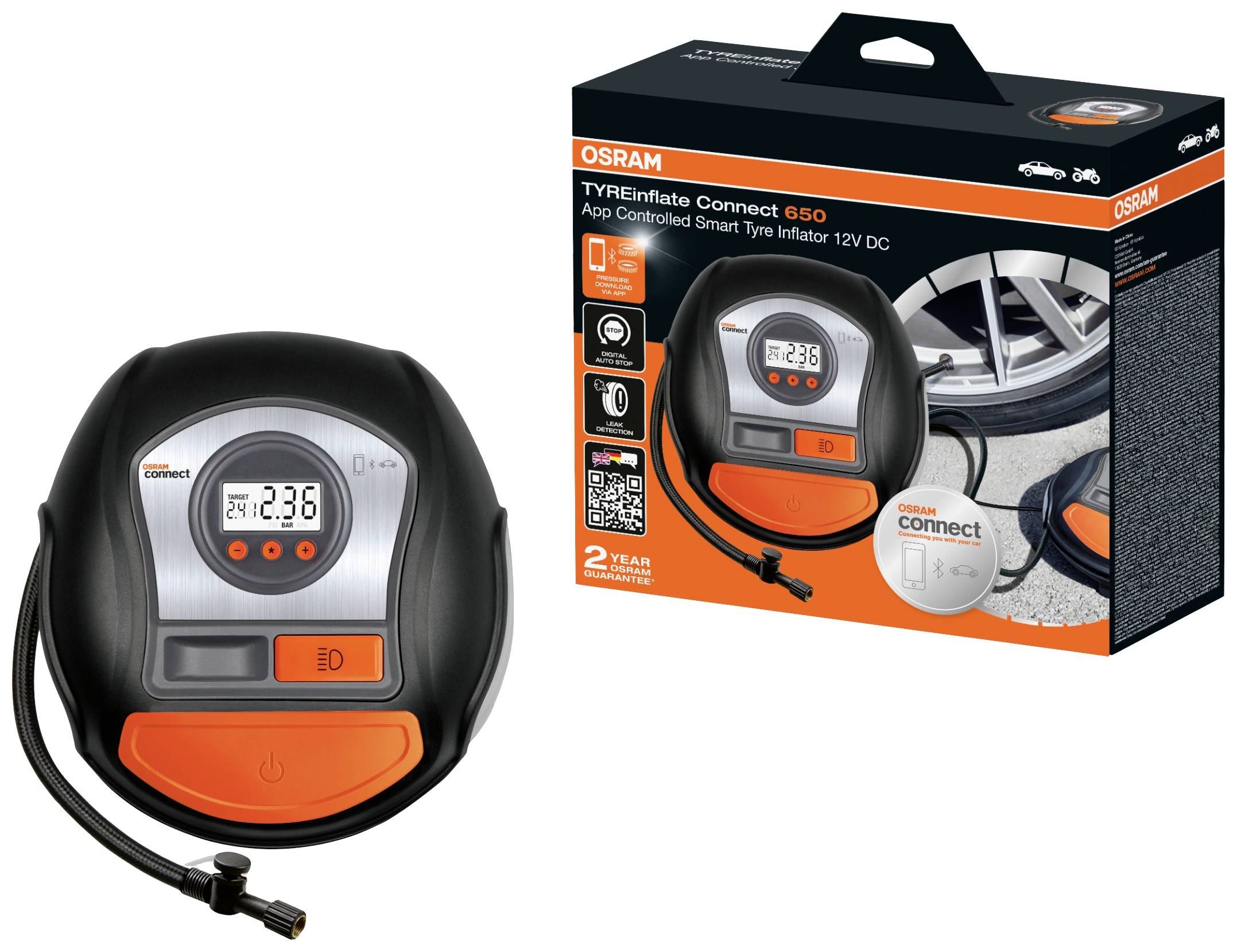 OSRAM OTIC650 Kompressor Tyreinflate Connect 650 6.9 bar Automatische Abschaltung, Digitales Displa