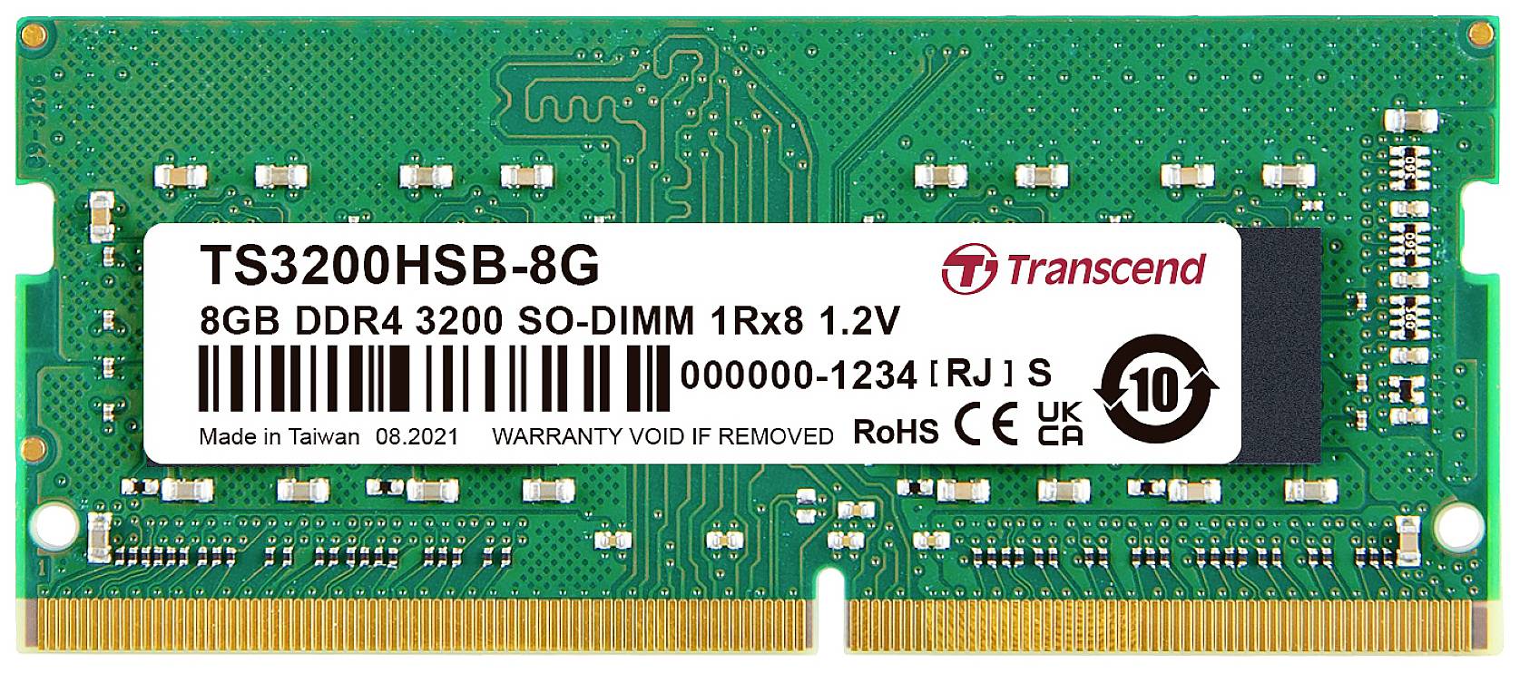 Transcend TS3200HSB-8G Laptop-Arbeitsspeicher Modul DDR4 8 GB 1 x 8 GB Non-ECC 3200 MHz 260pin SO-DIMM CL22 TS3200HSB-8G
