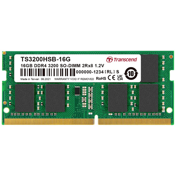 Transcend TS3200HSB-16G Laptop-Arbeitsspeicher Modul DDR4 16GB 1 x 16GB Non-ECC 3200MHz 260pin SO-DIMM CL22 TS3200HSB-16G
