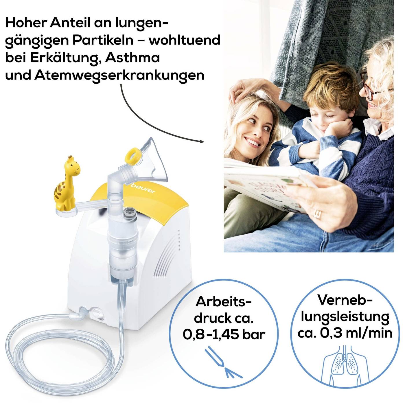 Beurer IH 26 Kids Inhalator mit Inhalationsmaske, mit Mundstück