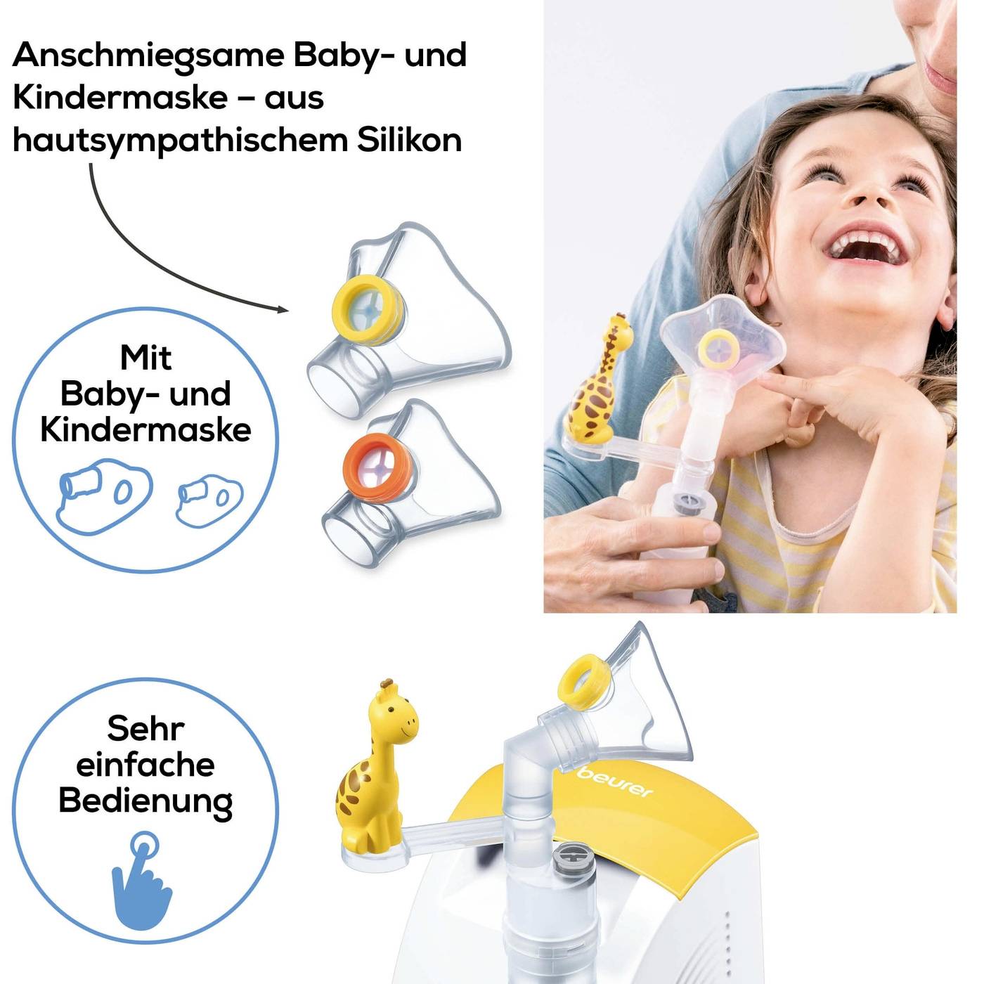 Beurer IH 26 Kids Inhalator mit Inhalationsmaske, mit Mundstück