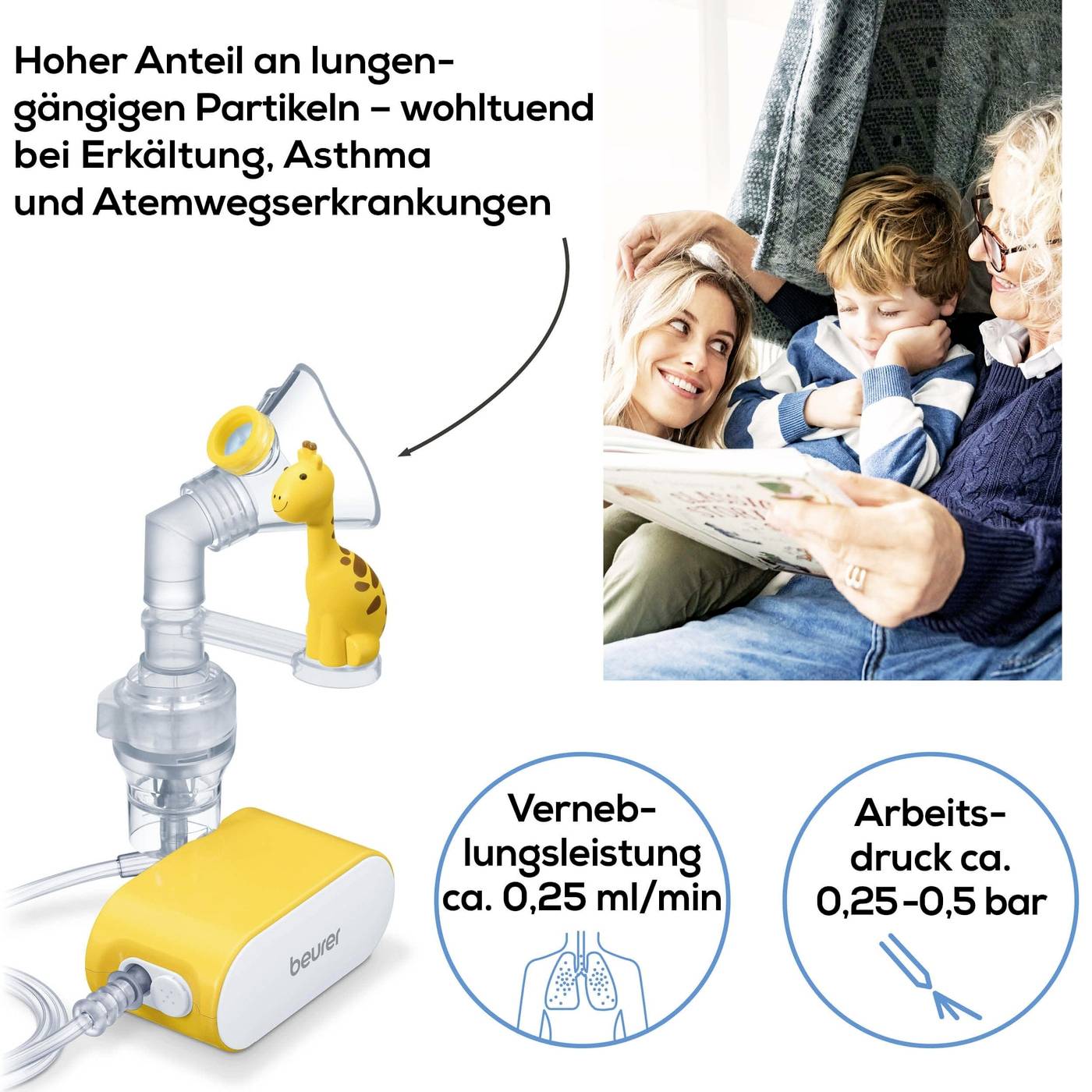 Beurer IH 58 Kids Inhalator mit Inhalationsmaske, mit Mundstück