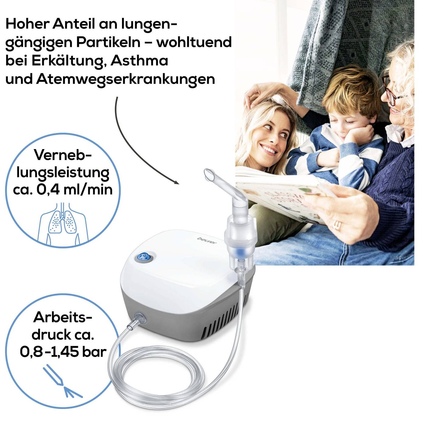Beurer IH 18 Inhalator mit Inhalationsmaske, mit Mundstück
