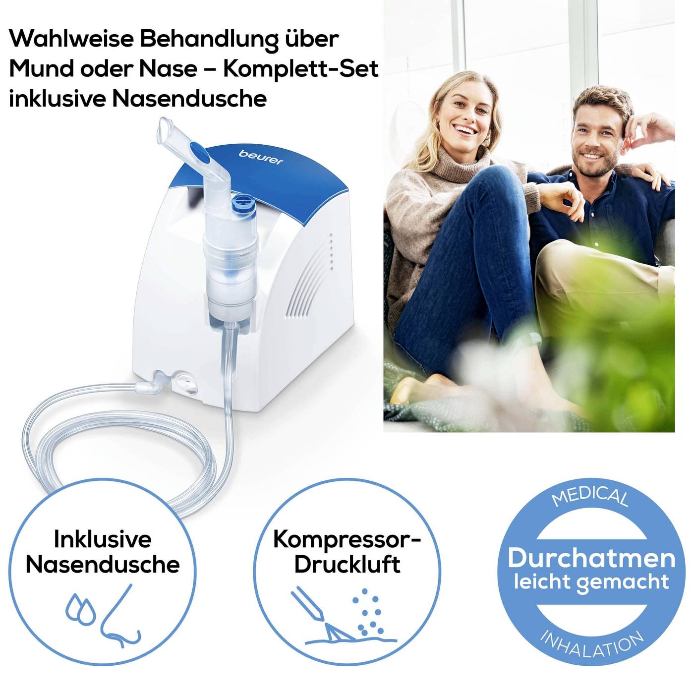 Beurer IH 26 Inhalator mit Inhalationsmaske, mit Mundstück, mit Nasenstück