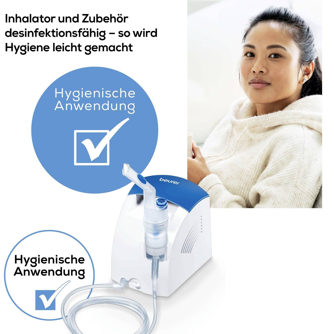 Beurer IH 26 Inhalator mit Inhalationsmaske, mit Mundstück, mit Nasenstück