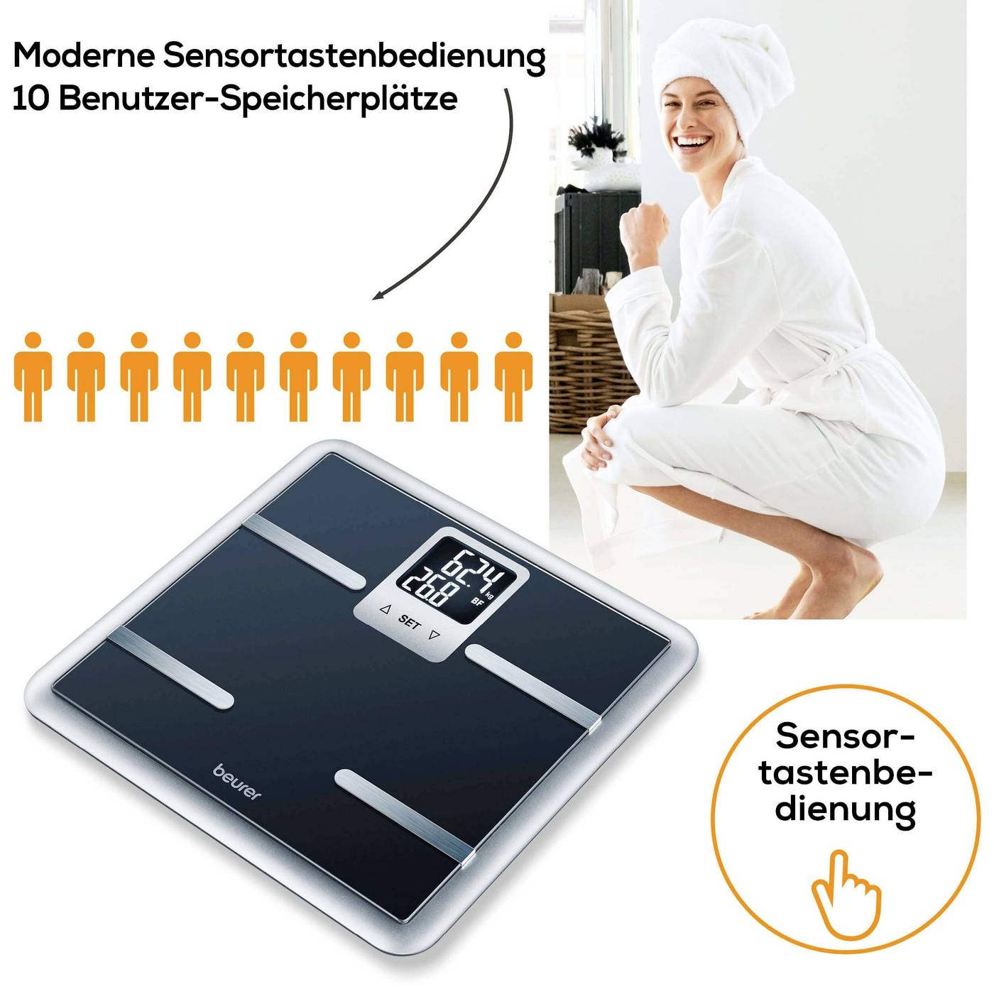 Beurer BG 40 Körperanalysewaage 76106 Wägebereich (max.)=150 kg