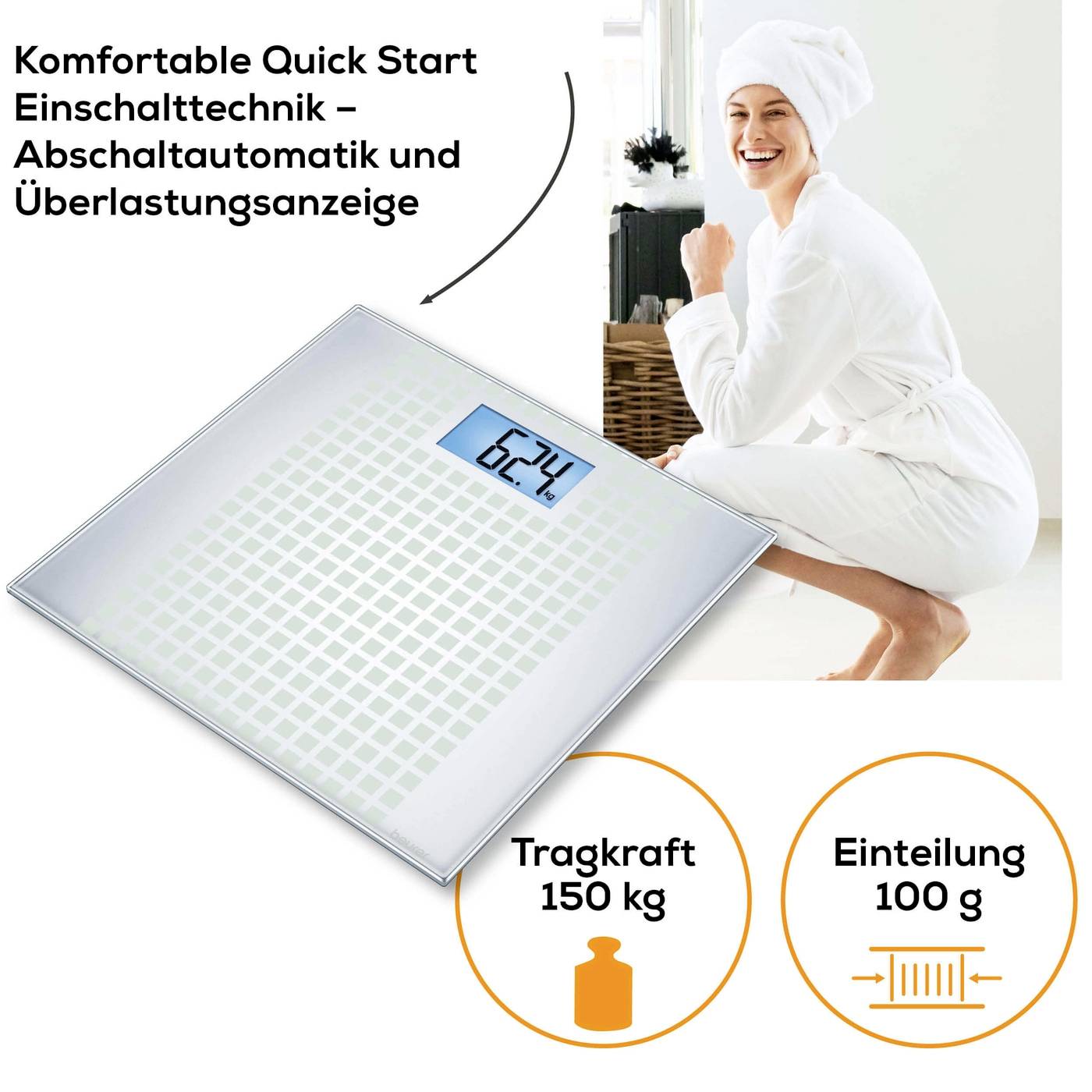 Beurer GS 206 Squares Personenwaage digital Wägebereich (max.)=150 kg