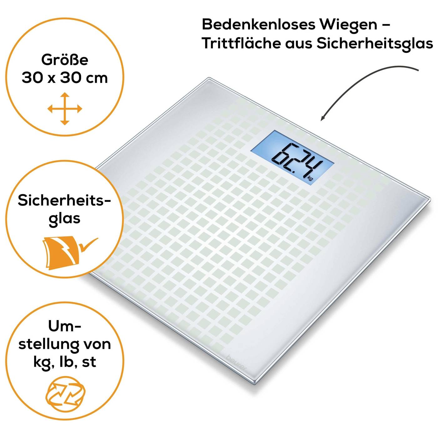 Beurer GS 206 Squares Personenwaage digital Wägebereich (max.)=150 kg