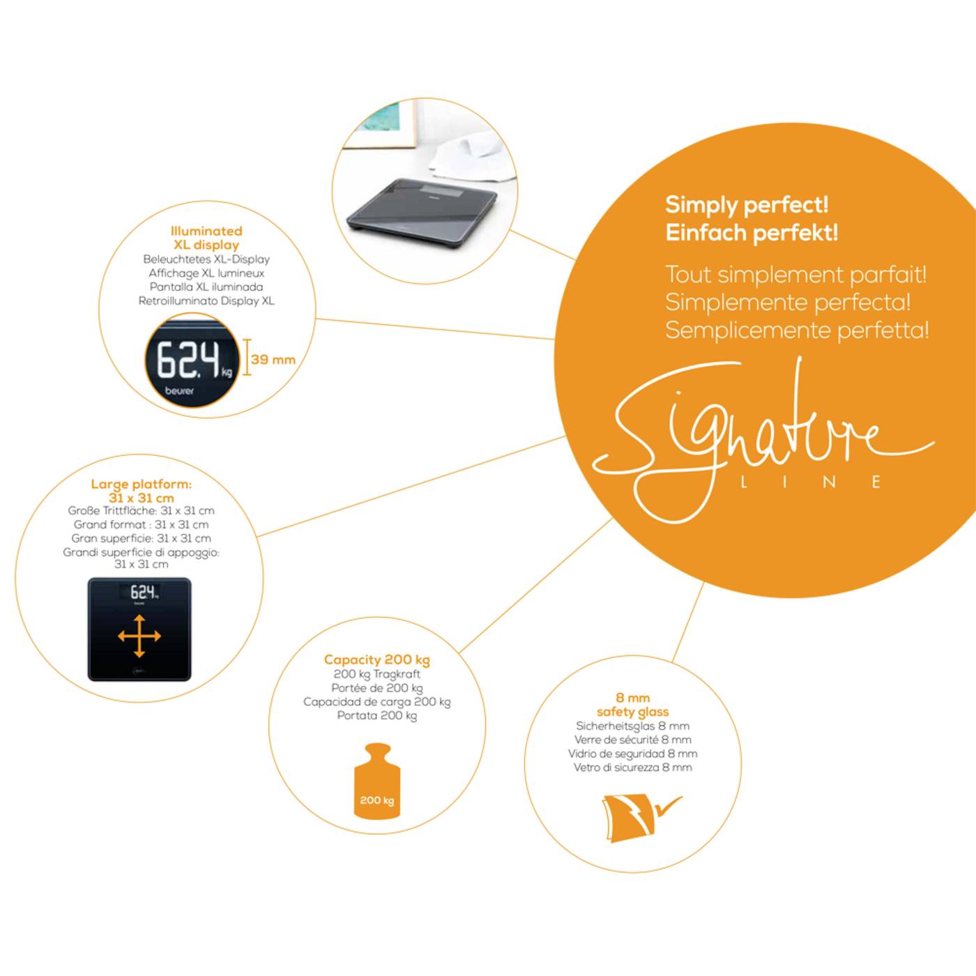 Beurer GS 400 Signature Line Digitale Personenwaage Wägebereich (max.)=200 kg Schwarz