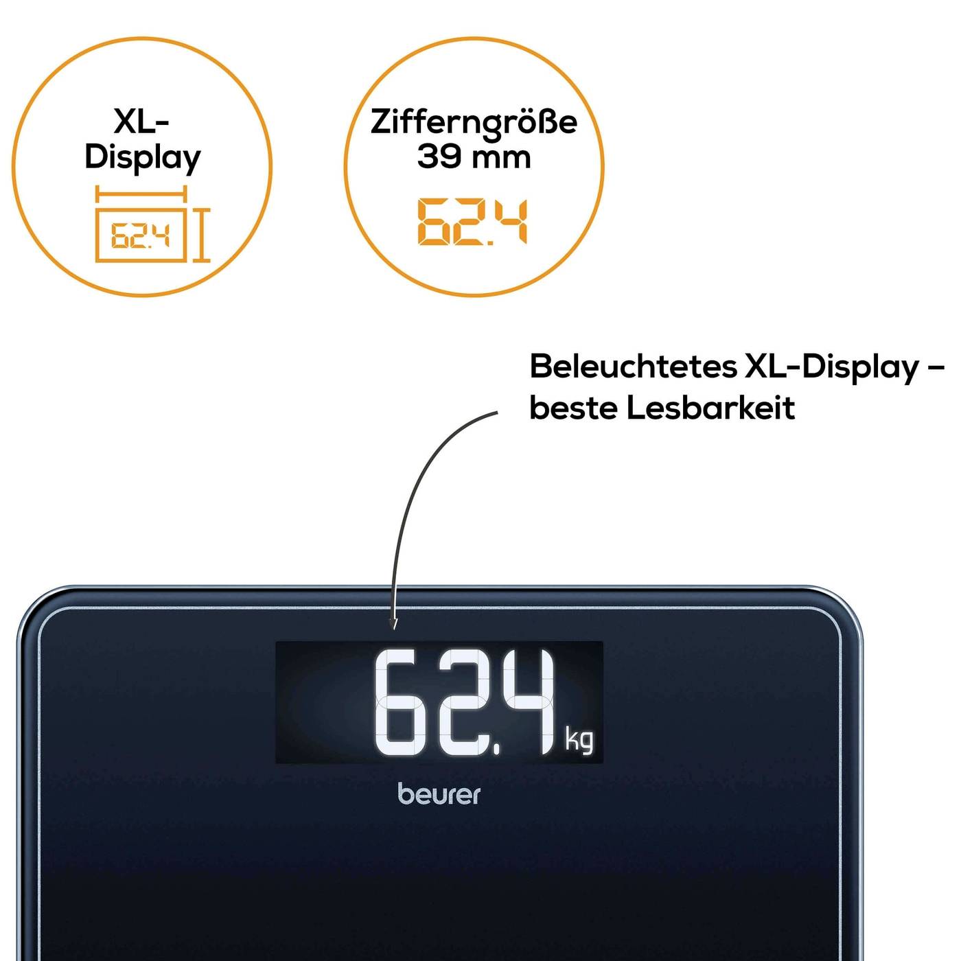 Beurer GS 400 Signature Line Digitale Personenwaage 73578 Wägebereich (max.)=200 kg Schwarz