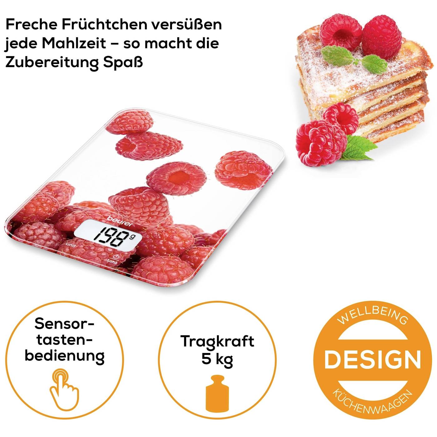 Beurer KS 19 Küchenwaage digital Wägebereich (max.)=5 kg Rot 200 x 145 x 17