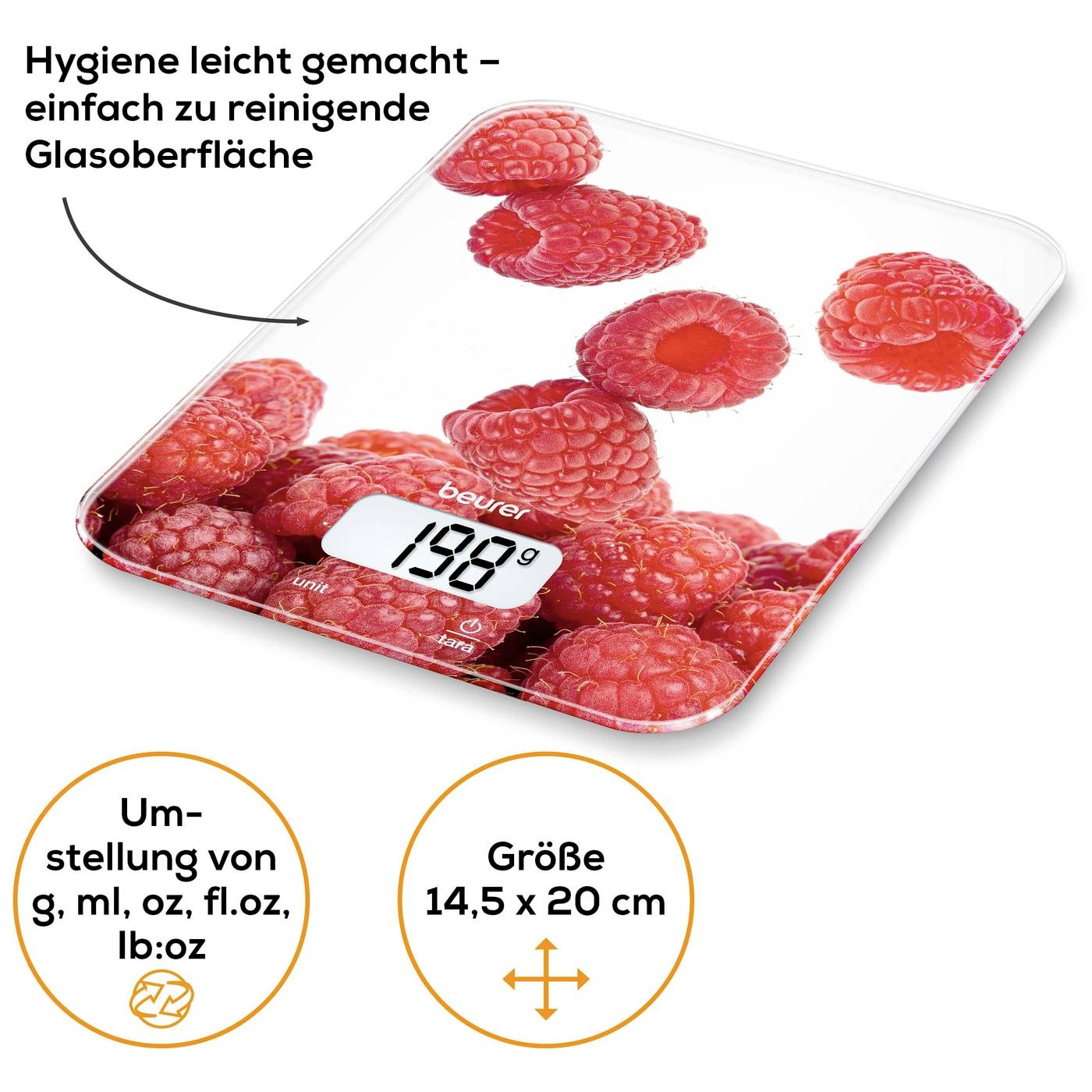 Beurer KS 19 Küchenwaage digital Wägebereich (max.)=5 kg Rot 200 x 145 x 17