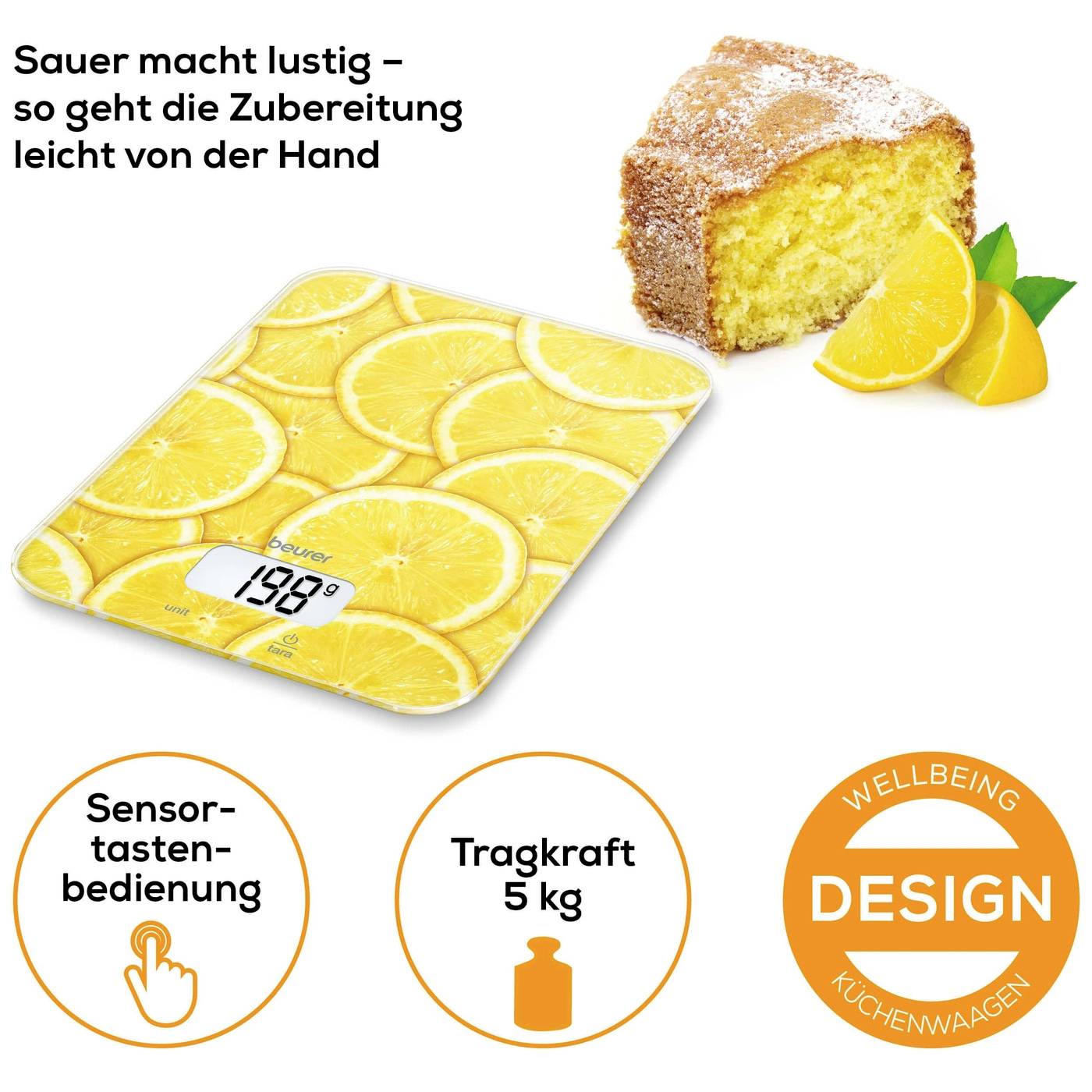 Beurer KS 19 Küchenwaage digital Wägebereich (max.)=5 kg Gelb 200 x 145 x 17