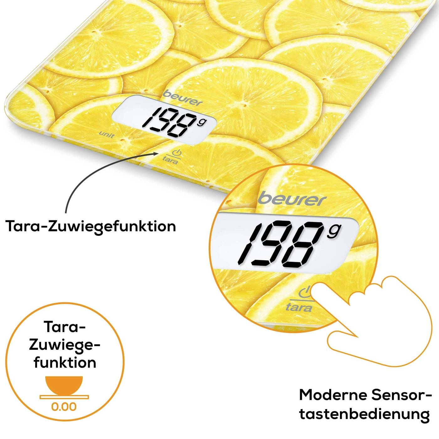 Beurer KS 19 Küchenwaage digital Wägebereich (max.)=5 kg Gelb 200 x 145 x 17