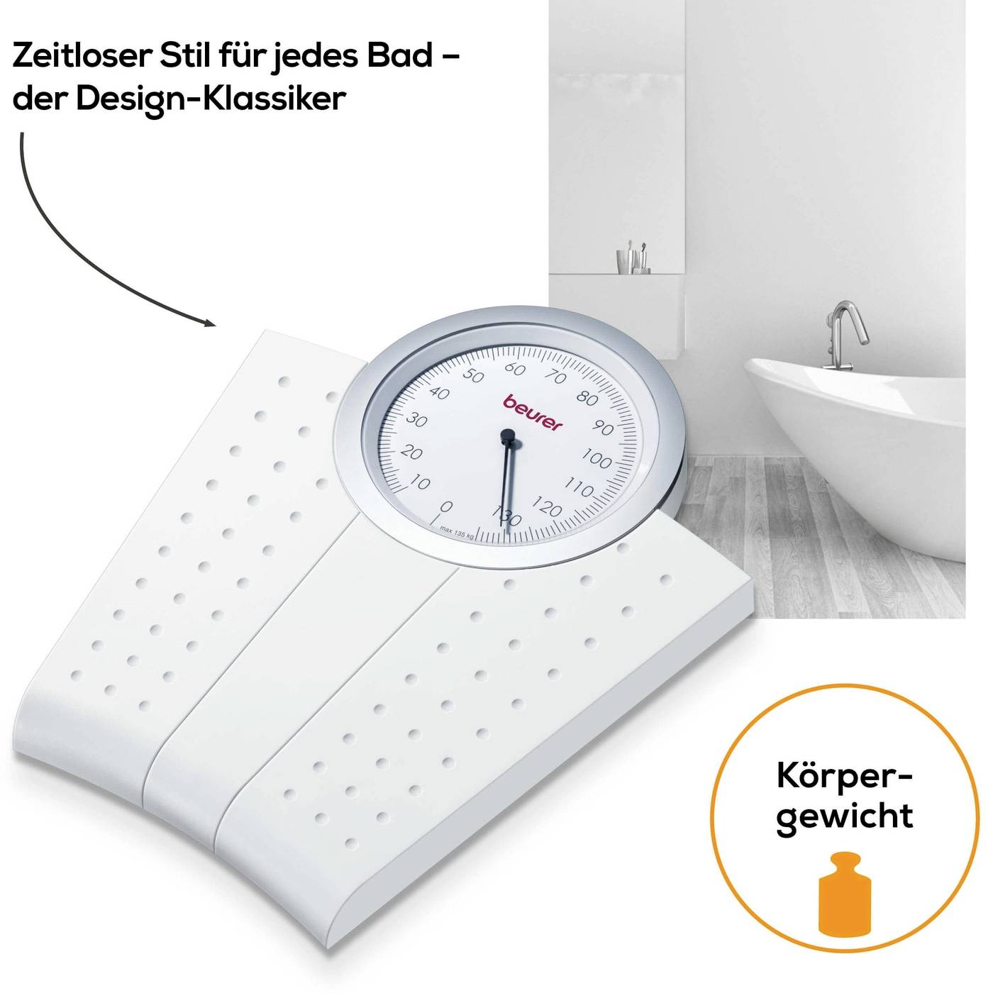 Beurer MS 50 Analoge Personenwaage Wägebereich (max.)=135 kg Weiß