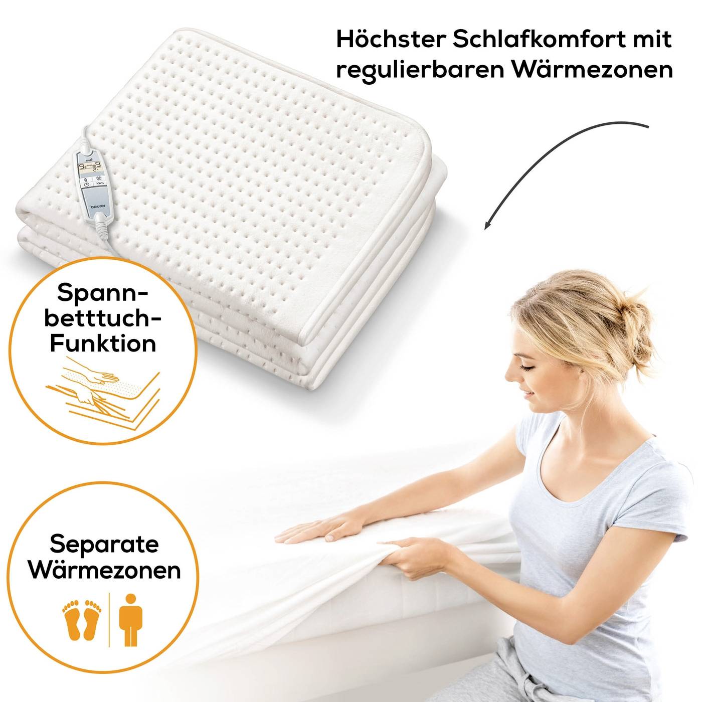 Beurer UB 100 Cosy Spann Wärmeunterbett 60 W Weiß
