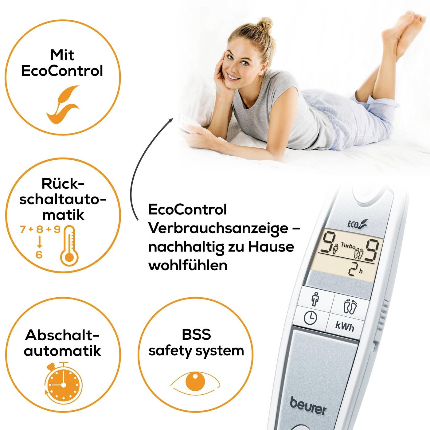 Beurer UB 100 Cosy Spann Wärmeunterbett 60W Weiß