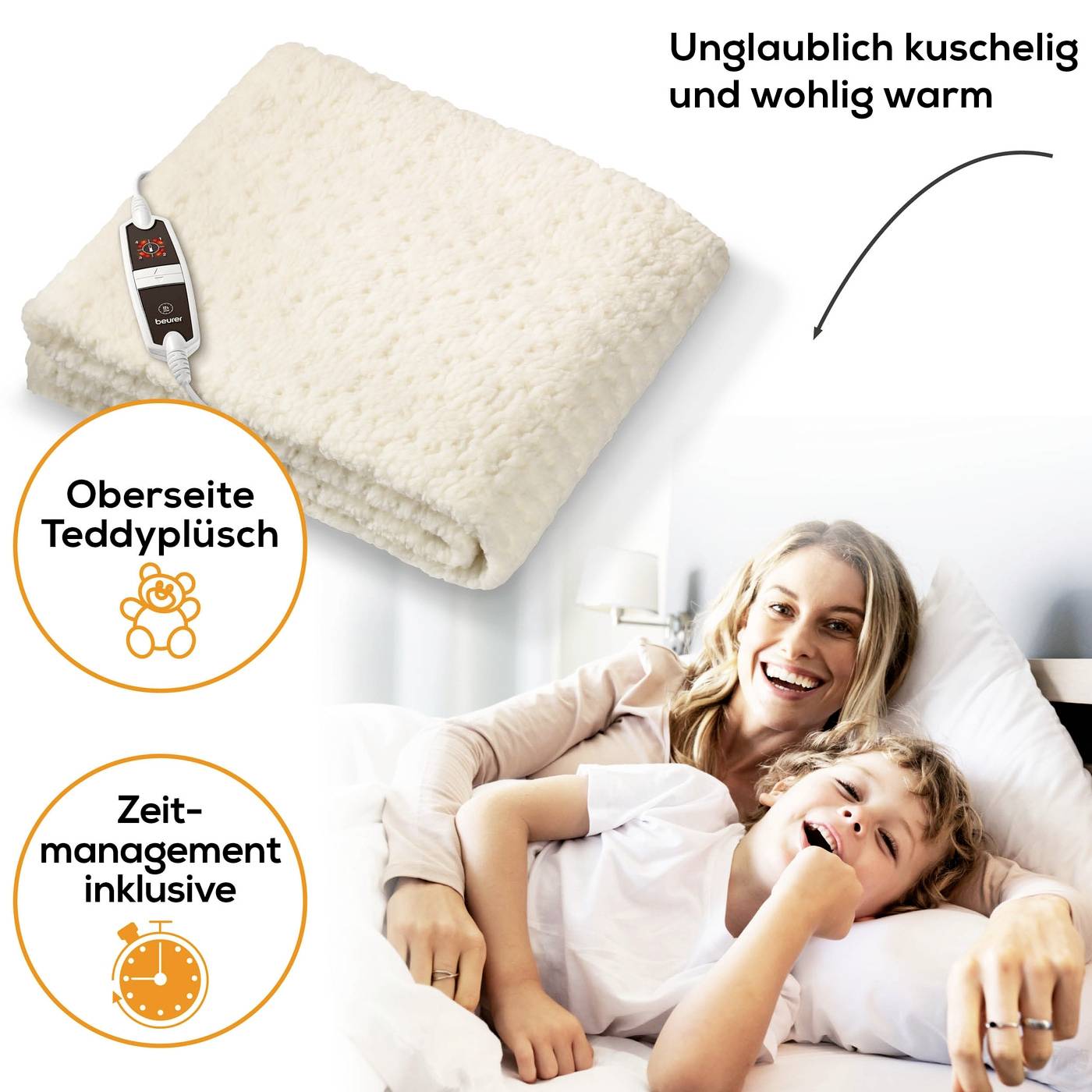 Beurer UB 53 Teddy Single Wärmeunterbett 60W Weiß