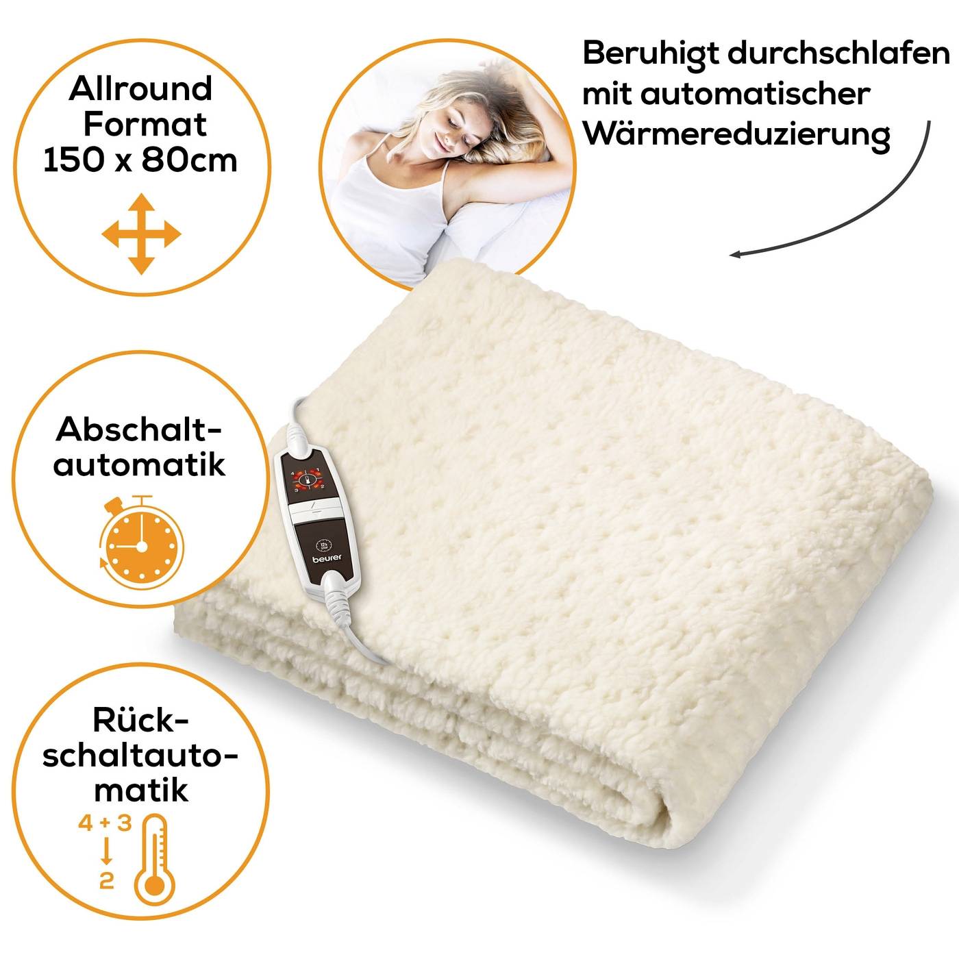 Beurer UB 53 Teddy Single Wärmeunterbett 60W Weiß