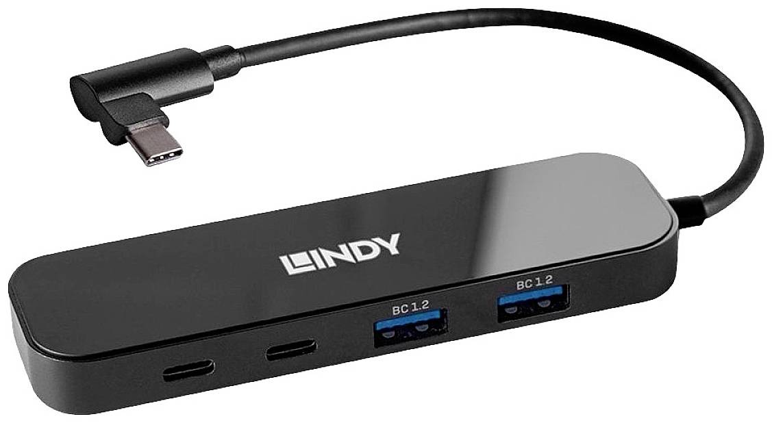 LINDY 43334 USB-Hub 4 Port USB-C® 3.2, USB-C® 3.2, USB-A (USB 3.2 Gen 2), USB-A (USB 3.2 Gen 2) Schwarz