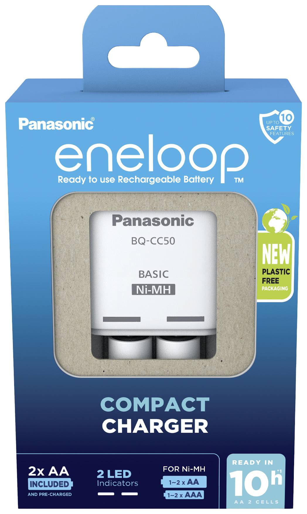 Panasonic Compact BQ-CC50 +2x eneloop AA Rundzellen-Ladegerät NiMH Micro (AAA), Mignon (AA)