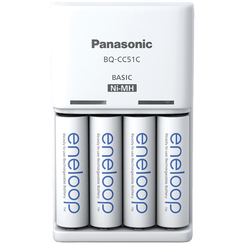 Panasonic Basic BQ-CC51 + 4x eneloop AA Steckerladergerät NiMH Micro (AAA), Mignon (AA)