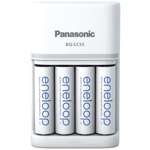 Panasonic Smart & Quick BQ-CC55 +4x eneloop AA Rundzellen-Ladegerät NiMH Micro (AAA), Mignon (AA)