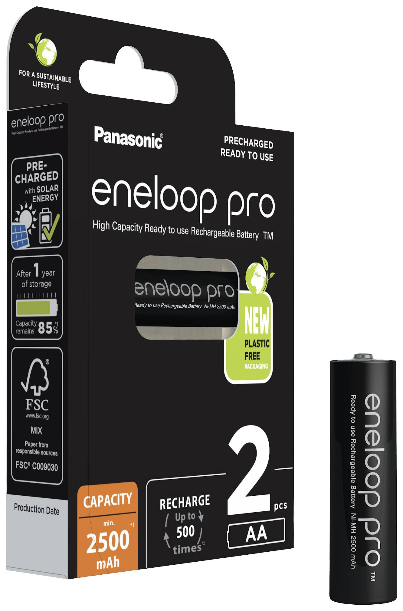 Eneloop pro HR06 Mignon (AA)-Akku NiMH 2500 mAh 1.2V 2St.