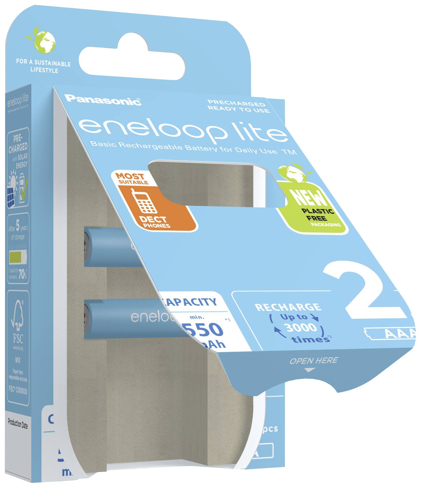 Eneloop lite HR03 Micro (AAA)-Akku NiMH 550 mAh 1.2V 2St.
