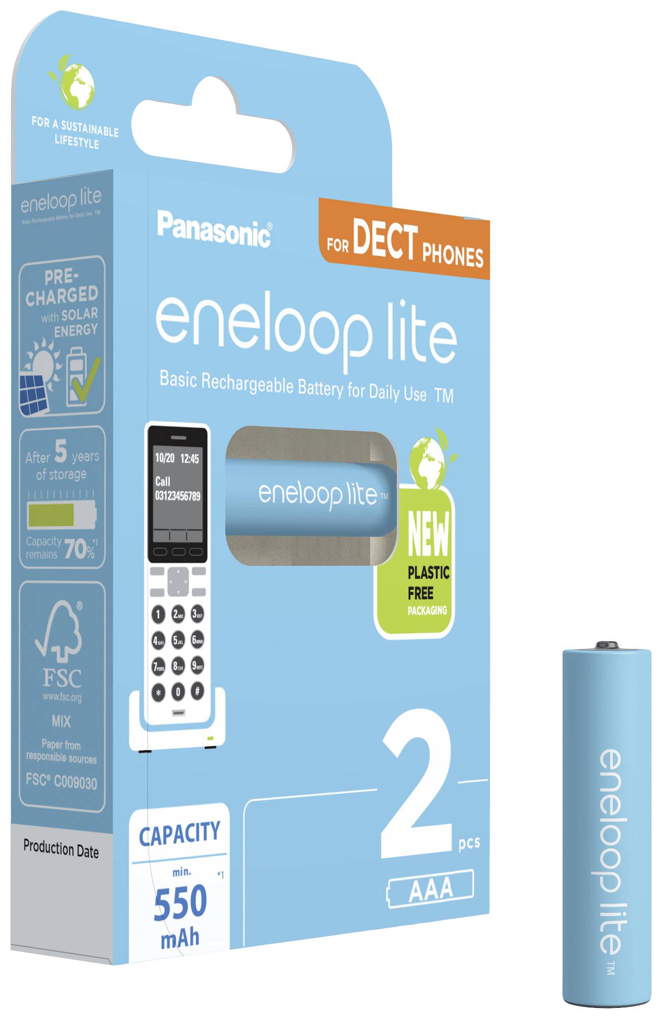 Eneloop lite DECT HR03 Micro (AAA)-Akku NiMH 550 1.2V 2St.