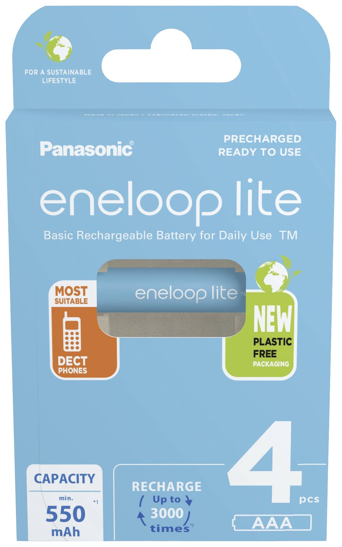 Eneloop lite HR03 Micro (AAA)-Akku NiMH 550 mAh 1.2V 4St.