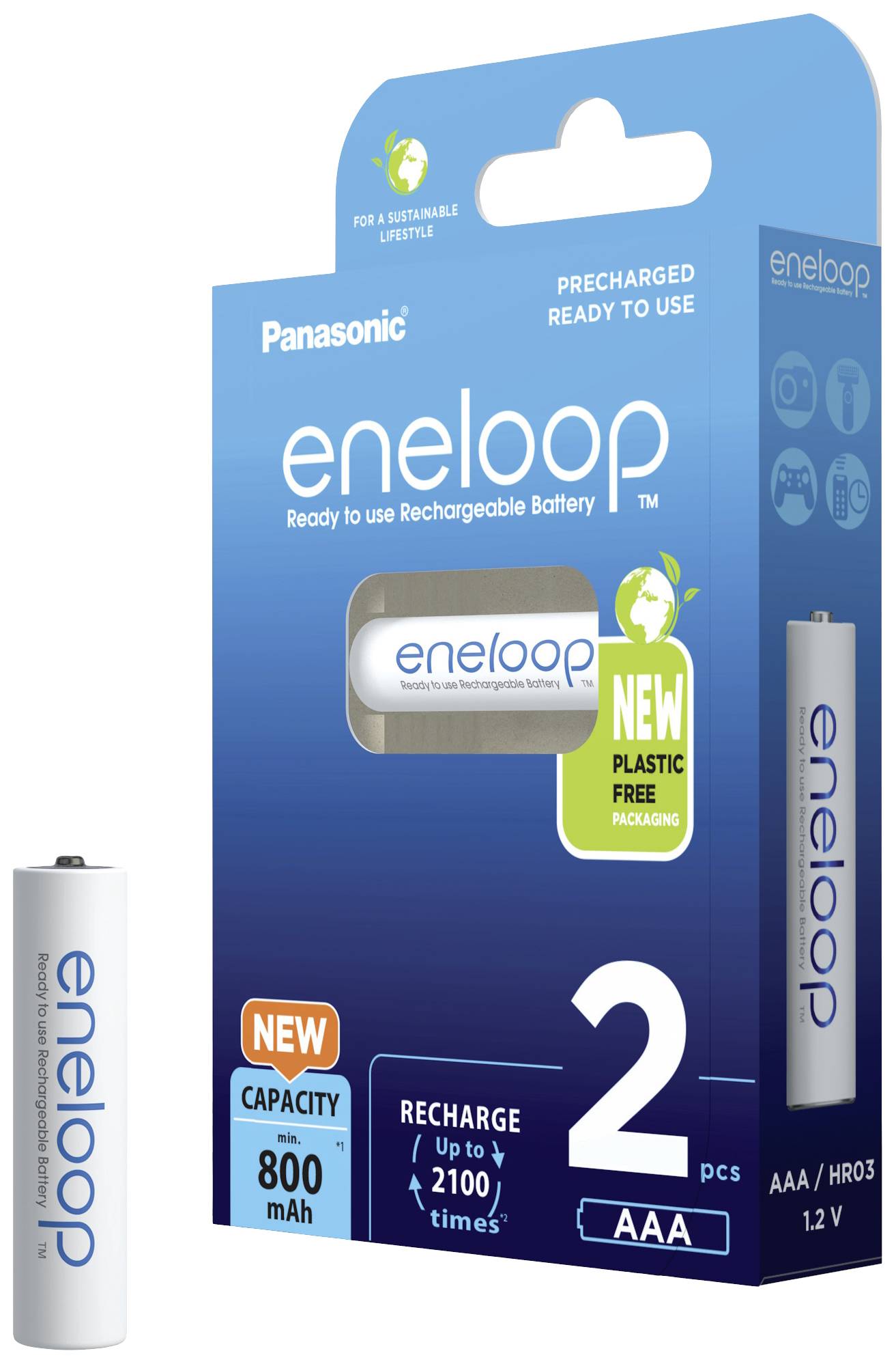 Eneloop HR03 Micro (AAA)-Akku NiMH 800 mAh 1.2V 2St.