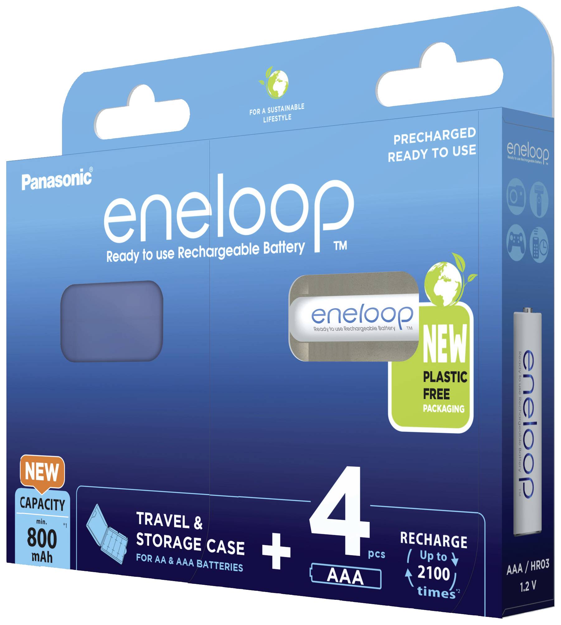 Eneloop HR03 +Box Micro (AAA)-Akku NiMH 800 mAh 1.2V 4St.