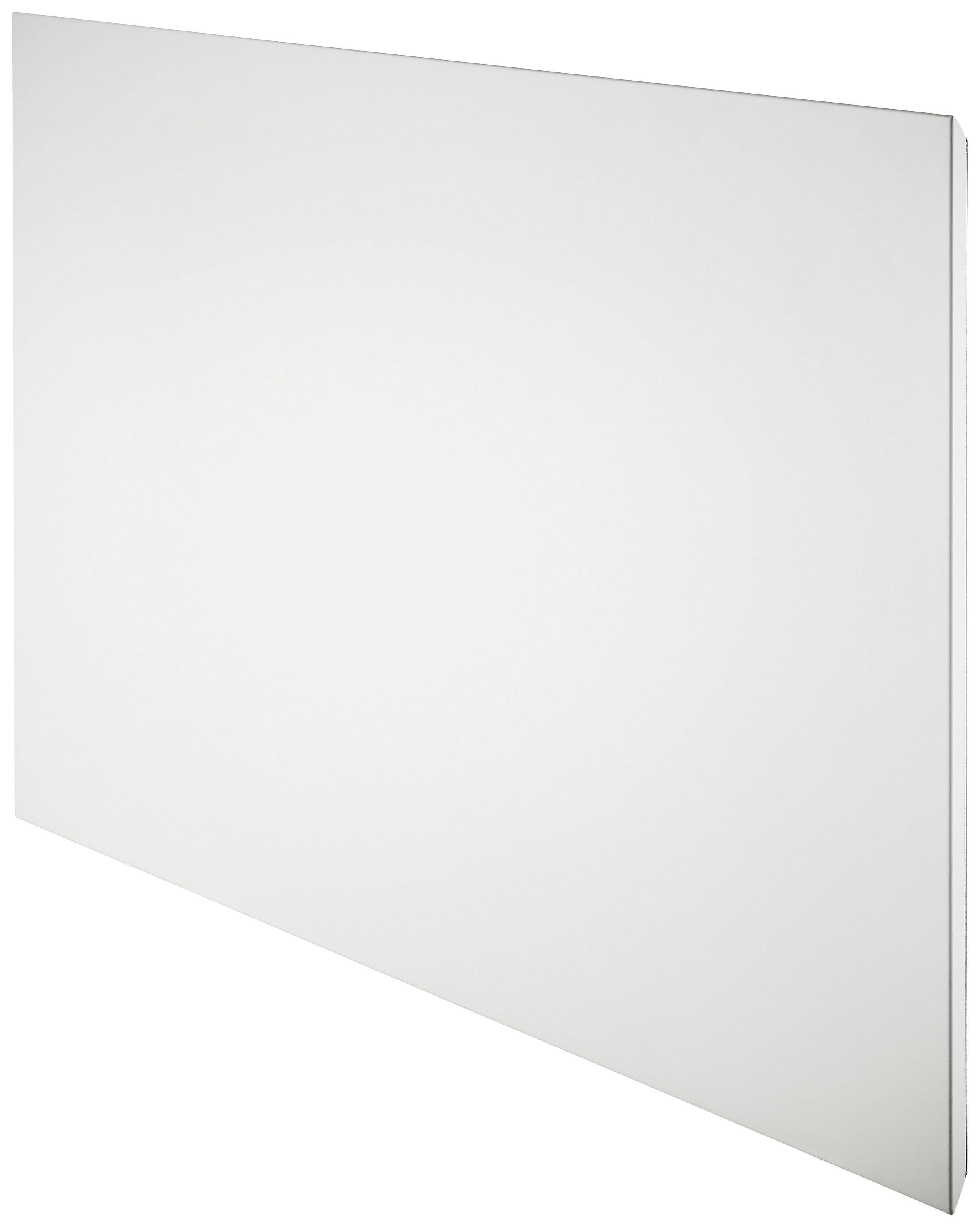Flache, weiße Heizung mit rechteckigem Design.