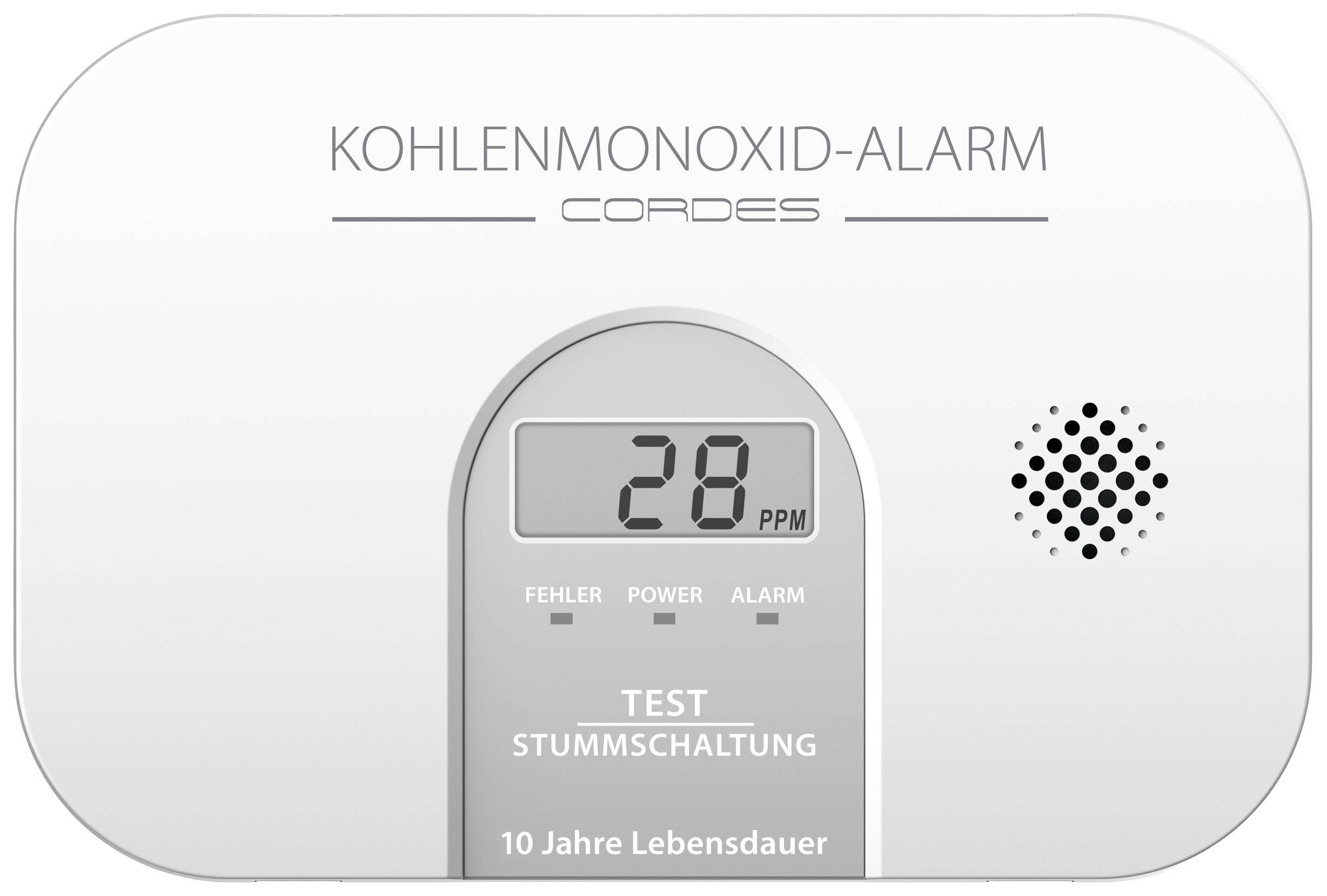 Cordes Haussicherheit CC-4100 Kohlenmonoxid-Melder batteriebetrieben detektiert Kohlenmonoxid