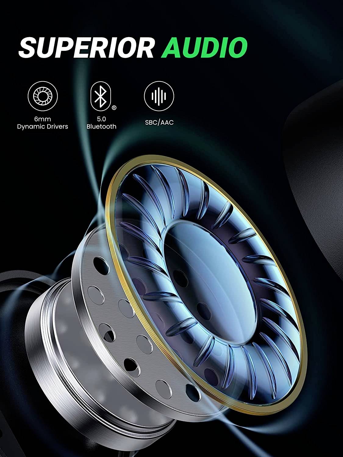 UGREEN Hitune Lite Wireless HiFi In Ear Kopfhörer Bluetooth® Stereo Schwarz Ladecase