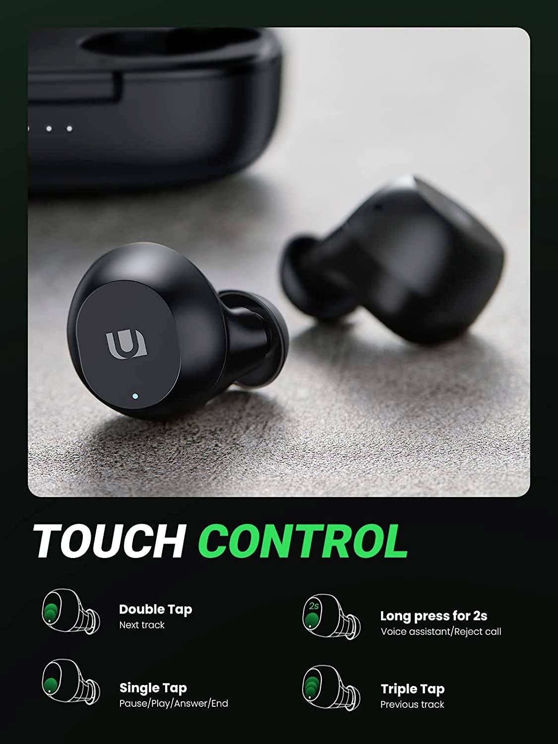 UGREEN Hitune Lite Wireless HiFi In Ear Kopfhörer Bluetooth® Stereo Schwarz Ladecase