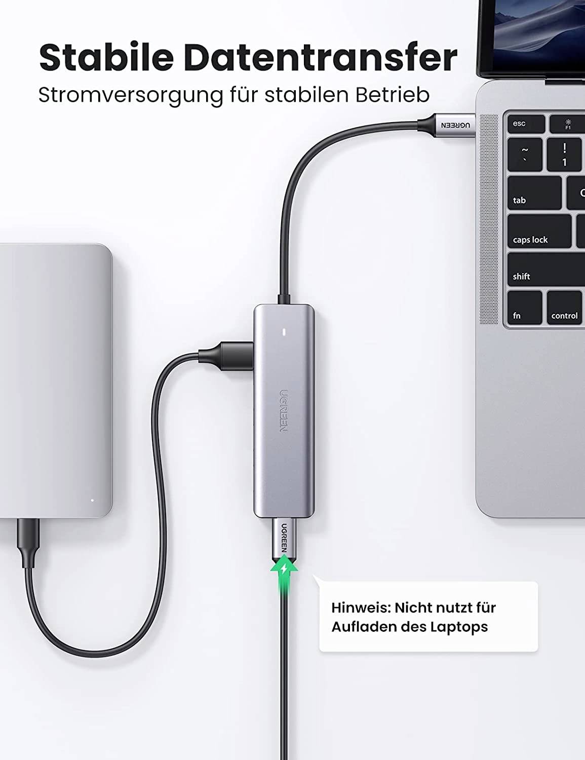 UGREEN USB-C-Hub 4 Port USB 3.2 Gen 1-Hub (USB 3.0) Silber