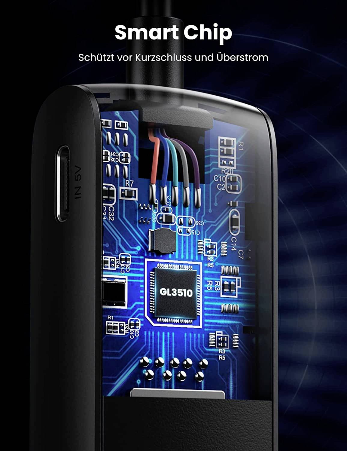 UGREEN 80657 USB-Hub 4 Port USB-A (USB 3.2 Gen 1) Schwarz USB 3.0 HUB 4 Ports