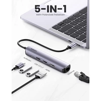 UGREEN 5-in-1-USB-C-Hub 5 Port USB-Kombi-Hub Schwarz, Aluminium UGREEN 5-in-1-USB-C-Hub 5 Port USB-Kombi-Hub Schwarz, Aluminium